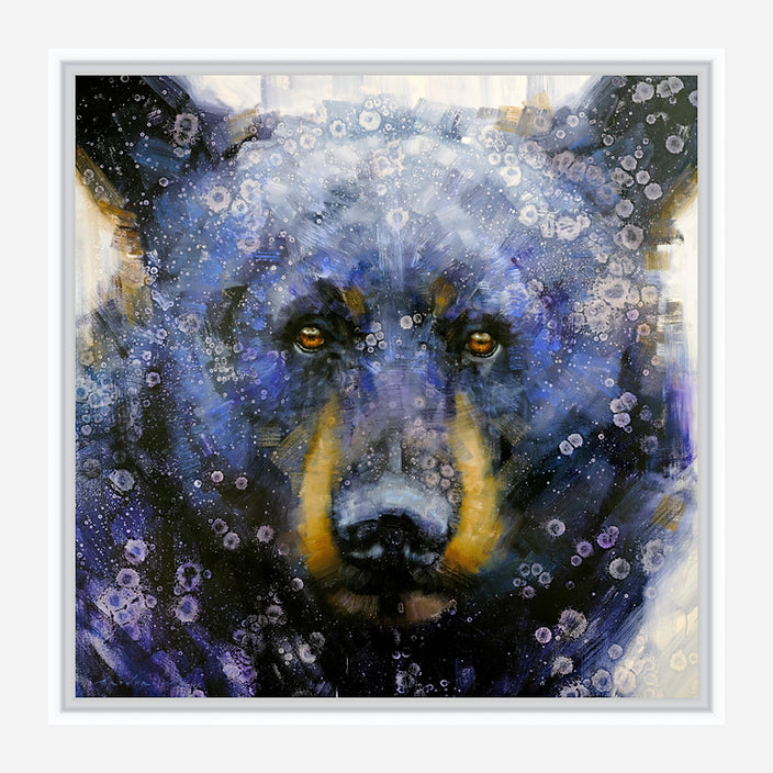 Black Bear Blue White Framed Canvas Art by David Frederick Riley at Your Western Decor