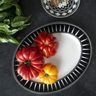 Porcelain oval serving platter. Black and white. Made in the USA. Your Western Decor