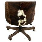 Cowhide and leather swivel chair for office, gaming, or dining 