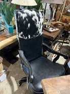 black leather office chair cowhide back ranch style workspace