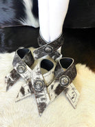 Black White Cowhide & Concho Napkin Rings handmade at Your Western Decor