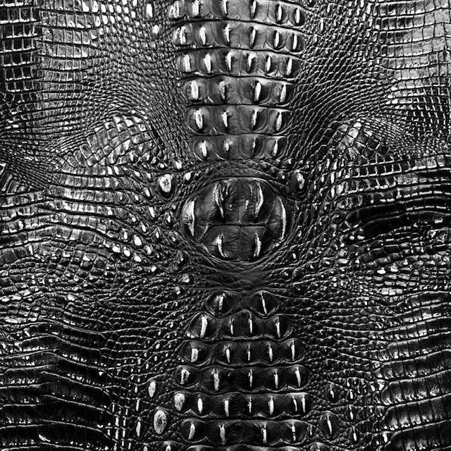 Croc Black Silver Back Embossed Leather | Your Western Decor