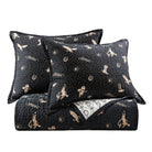 Black quilt set with cowboy pattern on a white background