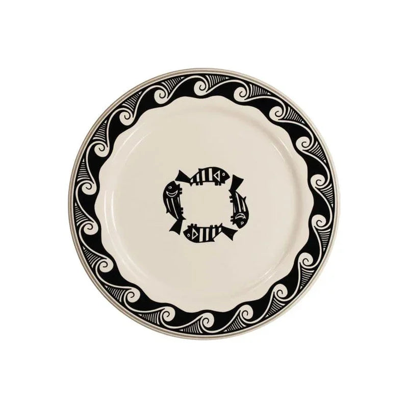 Mimbreno Four Fish Charger Plate in black and white - Your Western Decor