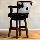 Black and white cowhide, black tufted leather swivel bar and counter stools made in the USA - Your Western Decor