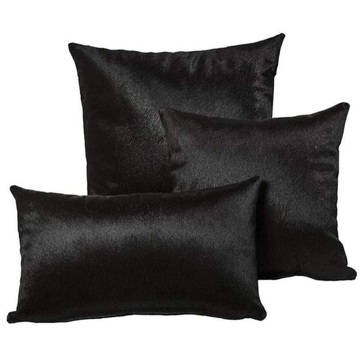 Pure Black Cowhide Throw Pillows - Your Western Decor