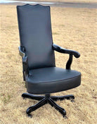 Solid Black Leather Western Office Chair - Your Western Decor