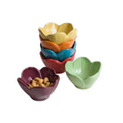 Set of six ceramic Southwestern cactus blossom dipping bowls in colorful hand-painted finishes
