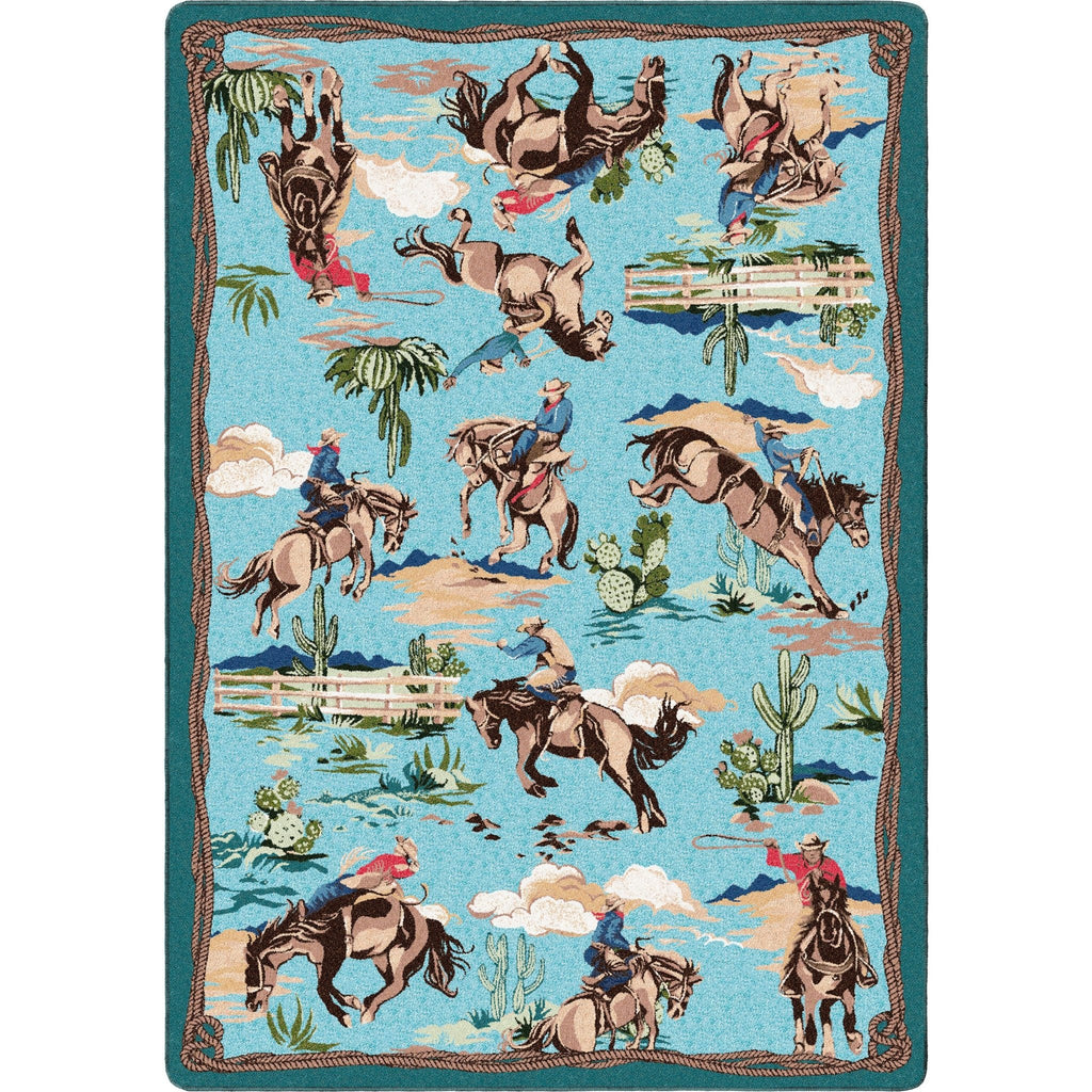 Blue Bronc Western Area Rug made in the USA - Your Western Decor