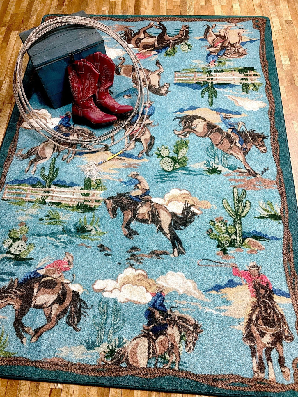 Green Bronc Western Rugs | Cowboy Decor | Your Western Decor