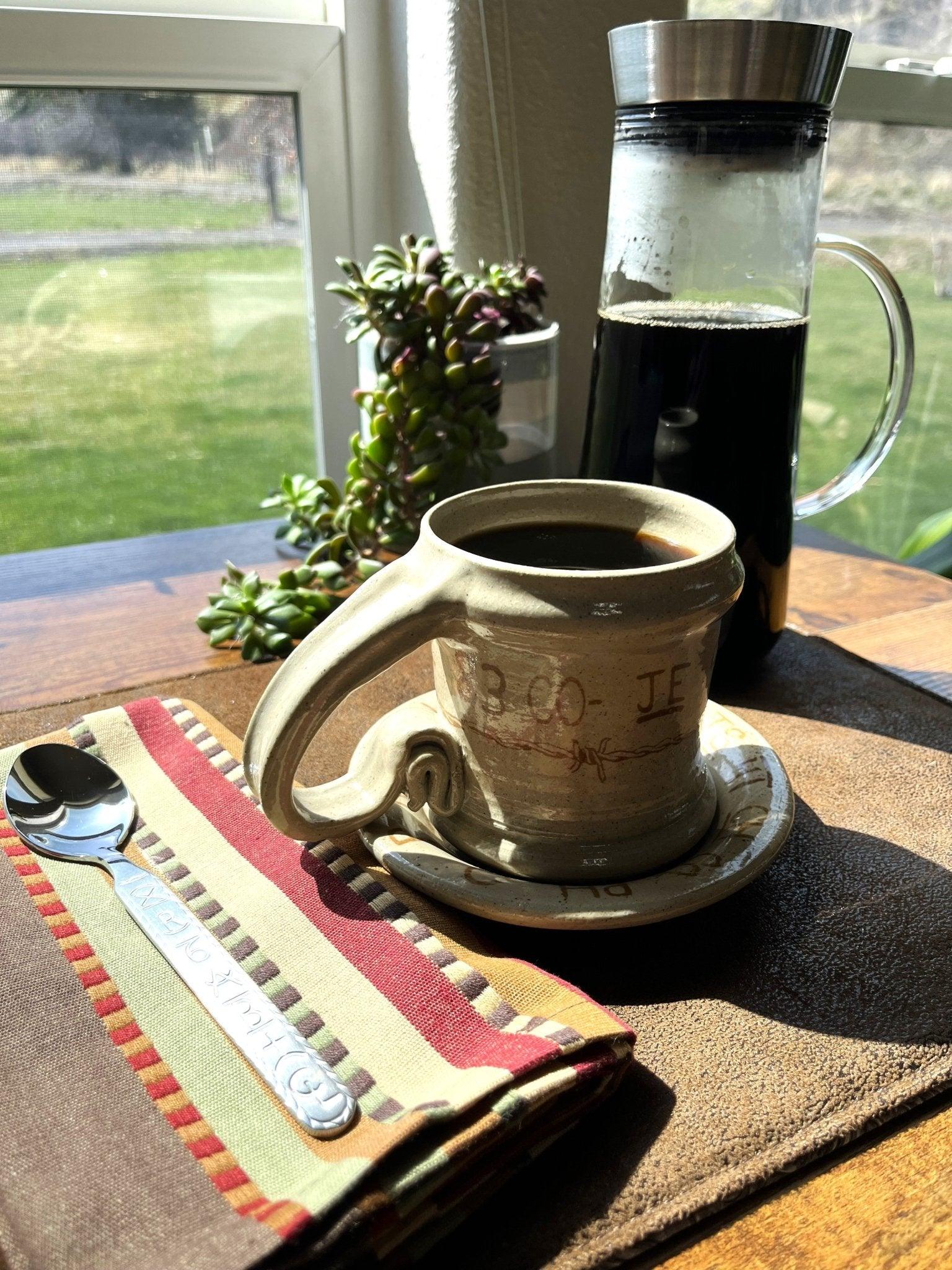 Timberline cloth napkin and Blue Mountain Brands cup and saucer - Your Western Decor