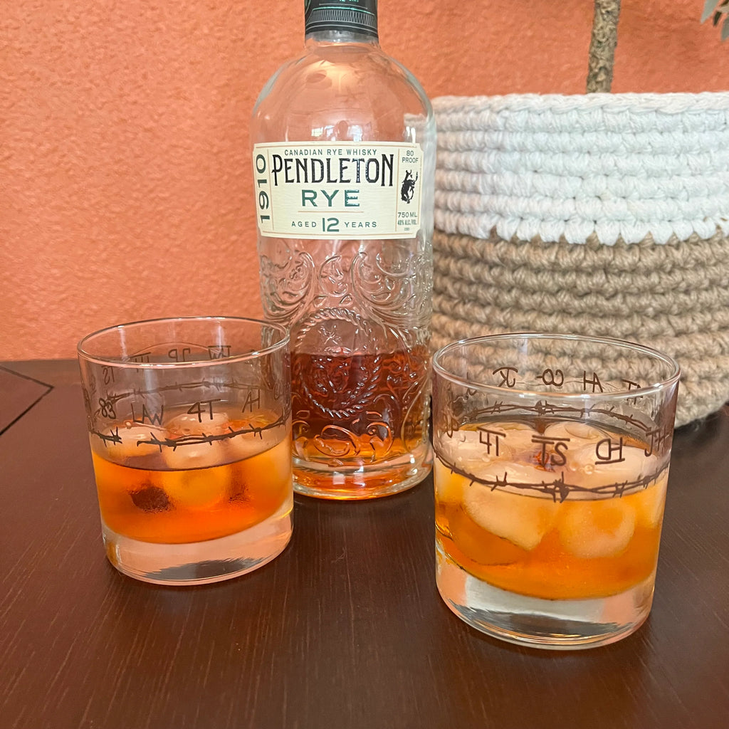 Blue Mountain Brands Rocks Glasses with Pendleton Rye Whiskey - Made in the USA by Your Western Decor