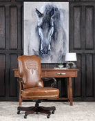 Boot Stitch Western Desk Chair in brown leather, American made - Your Western Decor