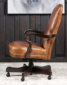 Boot Stitch Western Desk Chair in brown leather, American made - Your Western Decor