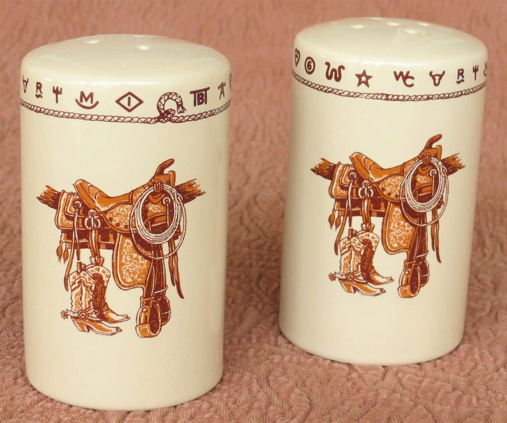 Boots and saddle western ceramic salt and pepper shakers. Your Western Decor