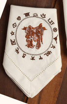 Boots, saddle, rope and brands embroidered cloth napkins