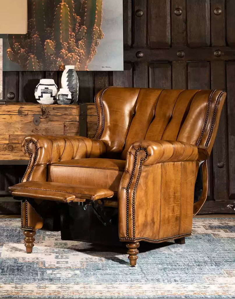 American made Brambleton Saddle Leather Recliner Reclined - Your Western Decor