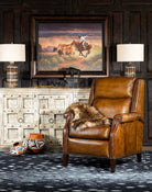 Brando Saddle Leather Recliner and Black Axis Area Rug - Made in the USA - Your Western Decor