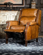 Brando Saddle Leather Recliner and Black Axis Area Rug - Made in the USA - Your Western Decor