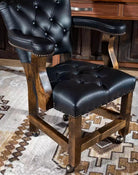 Brindle & Black Leather Caster Chair made in the USA - Your Western Decor