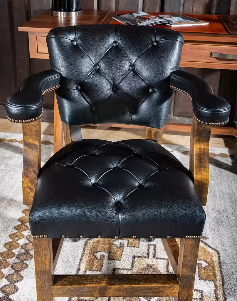 Brindle & Black Leather Caster Chair made in the USA - Your Western Decor