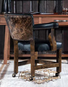 Brindle & Black Leather Caster Chair made in the USA - Your Western Decor