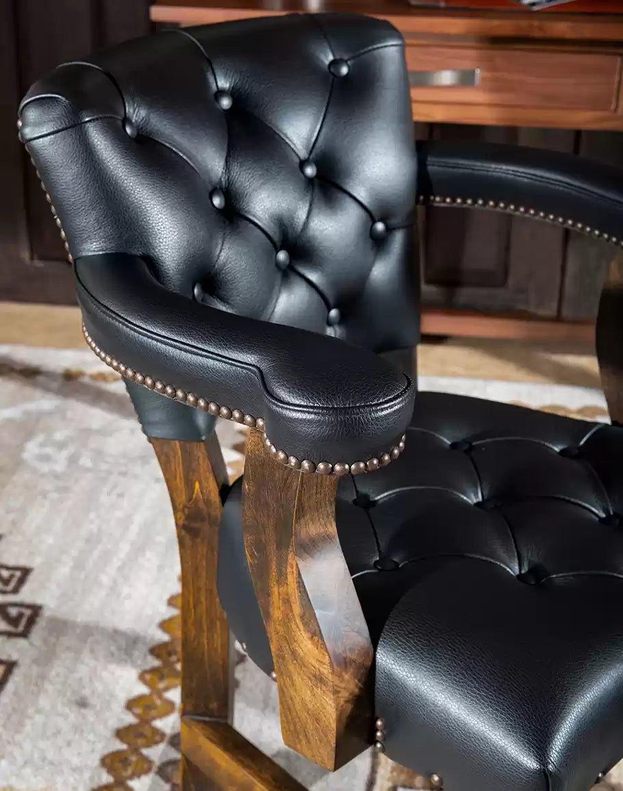 Brindle & Black Leather Caster Chair made in the USA - Your Western Decor