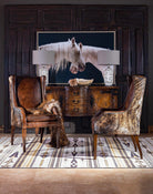 Brindle Cowhide & Leather Wing Back Chairs - Your Western Decor