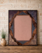 Large wall mirror with leather and cowhide upholstery, nail trim, and rope western mirror 
