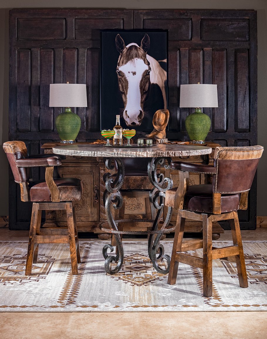 Brindle Cowhide & Leather Counter or Bar Chairs - Your Western Decor