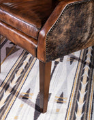 Brindle Cowhide & Leather Wing Back Chair - Your Western Decor