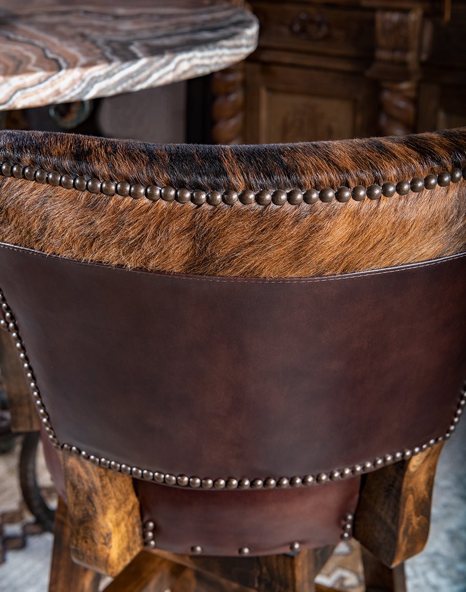 Brindle Cowhide & Leather Counter or Bar Chairs - Your Western Decor