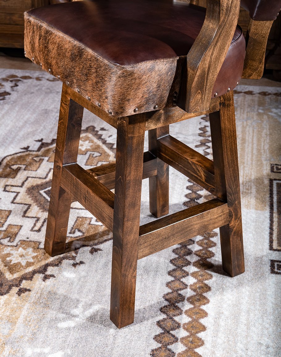 Brindle Cowhide & Leather Counter or Bar Chairs - Your Western Decor