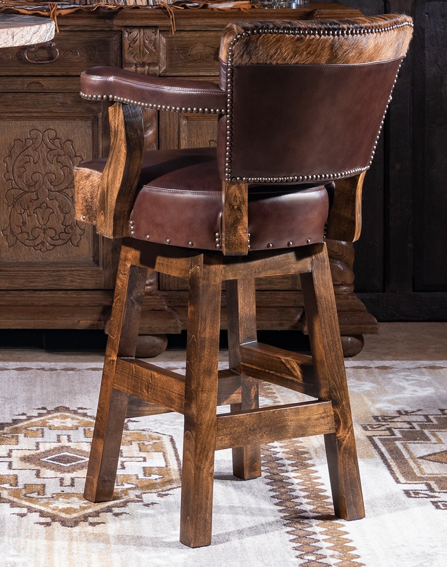 Brindle Cowhide & Leather Counter or Bar Chairs - Your Western Decor