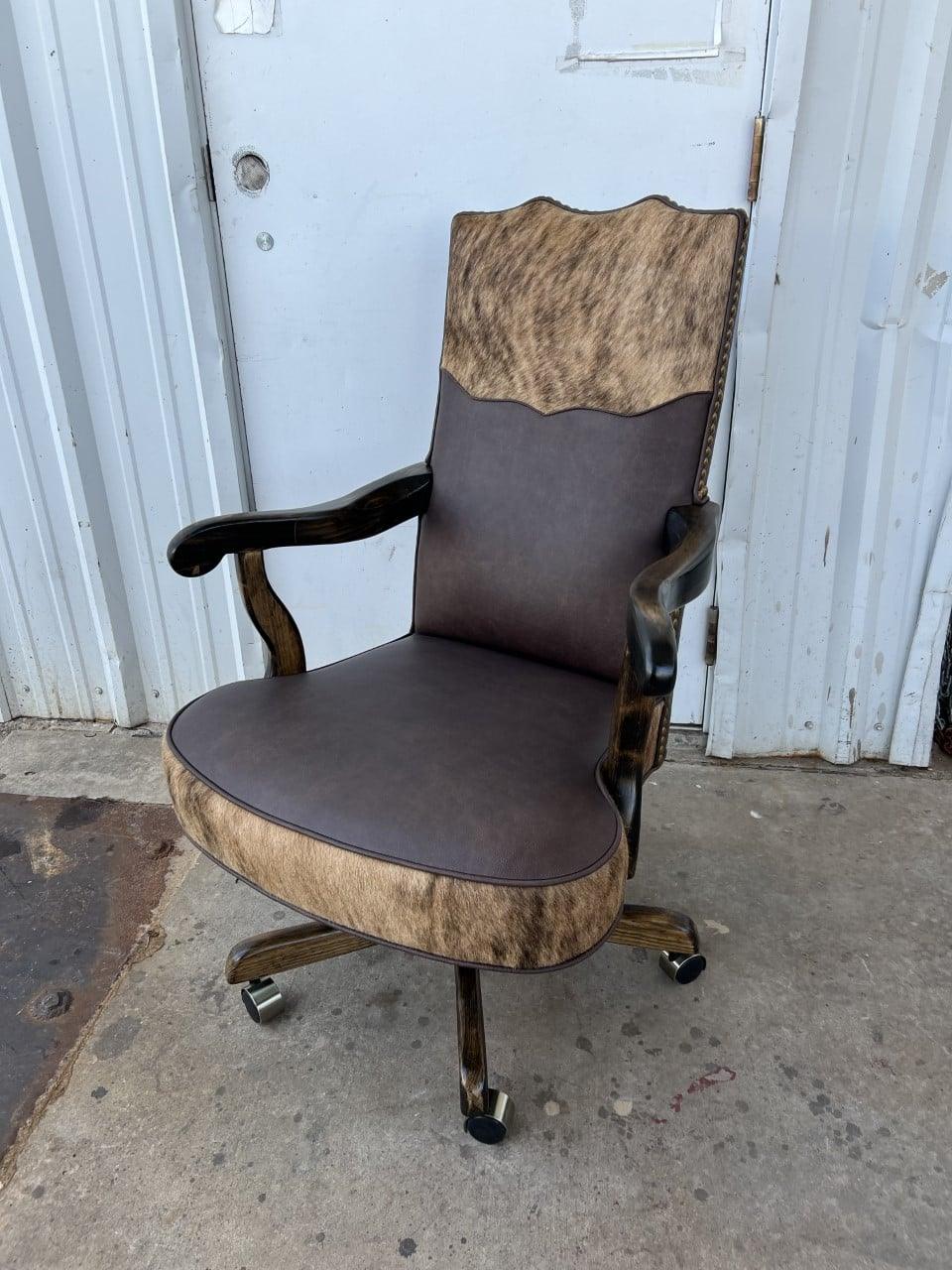 Leather and Brindle Cowhide Office Chair