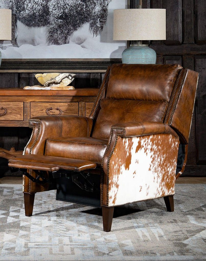 Bristol Leather & Cowhide Recliner made in the USA - Your Western Decor