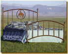 western iron bed frame with bronc design handmade cowboy ranch bed in rust patina finish for rustic western bedroom