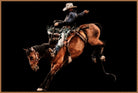 Cowboy riding a bucking horse against a black background canvas art - Your Western Decor