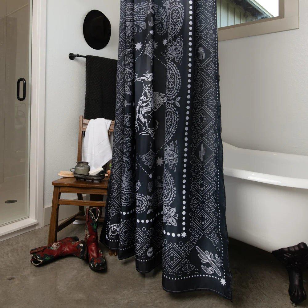 Black Bronc Western Shower Curtain made in the USA - Your Western Decor