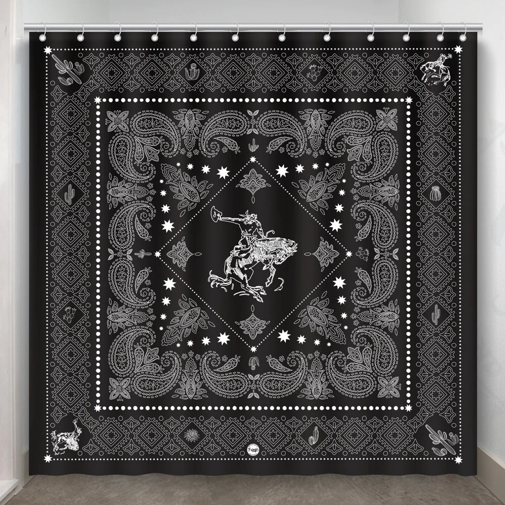 Black Bronc Western Shower Curtain made in the USA - Your Western Decor