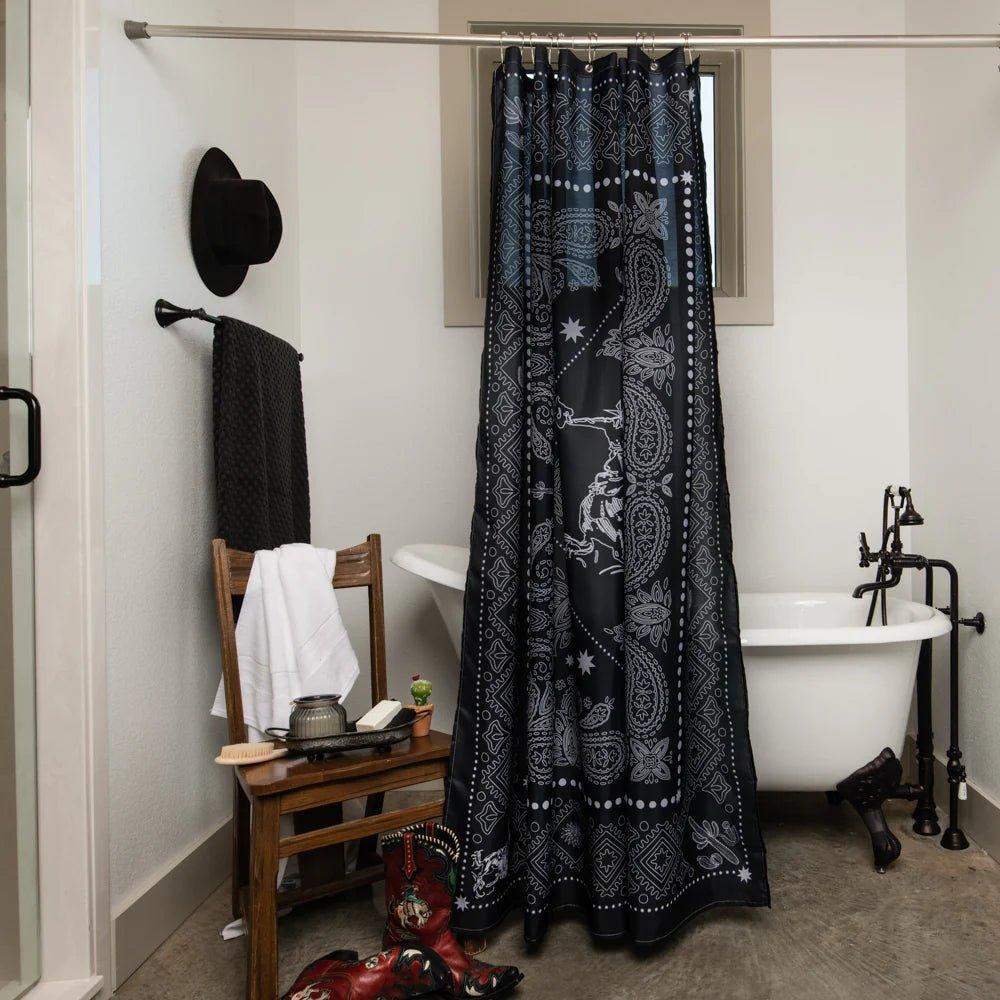 Black Bronc Western Shower Curtain made in the USA - Your Western Decor