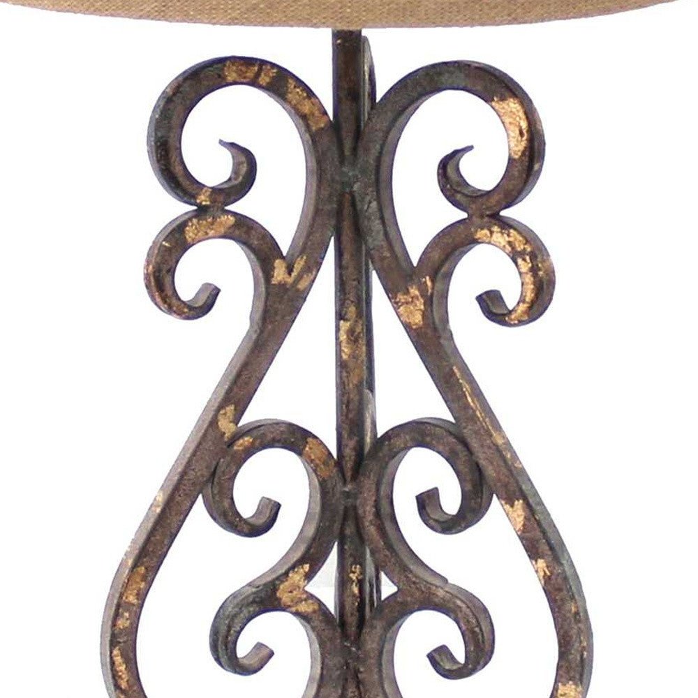 Bronzed iron lamp base detail - Your Western Decor