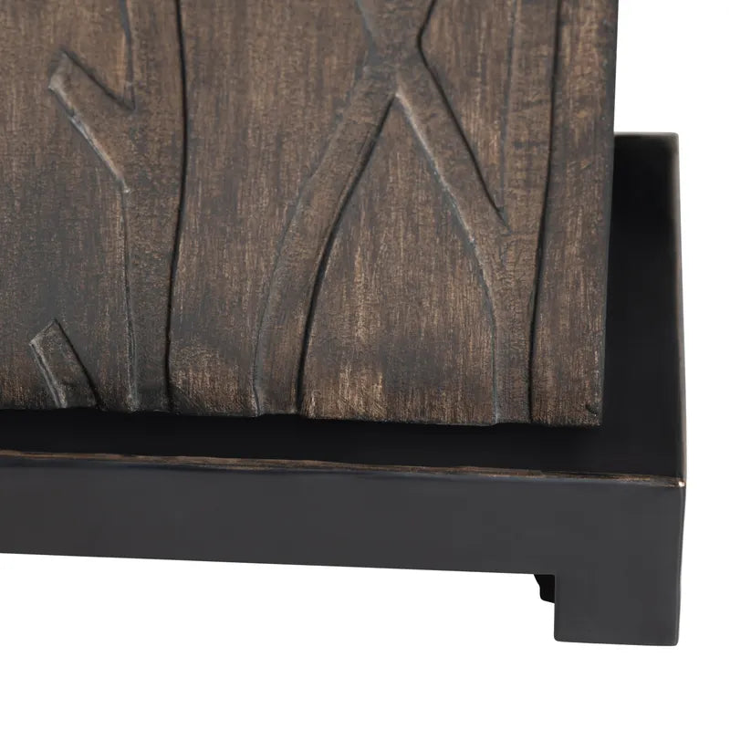rustic lamp with branch pattern base detail 