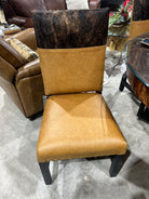 Brookes leather dining chair with brindle hair on hide - YOur Western Decor