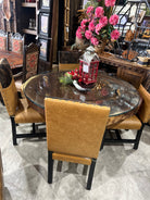 Western dining room set with Brookes leather dining chairs - Your Western Decor