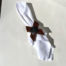 Light Brown Cowhide Napkin Rings with Longhorn concho handmade by Your Western Decor Pilot Rock Oregon