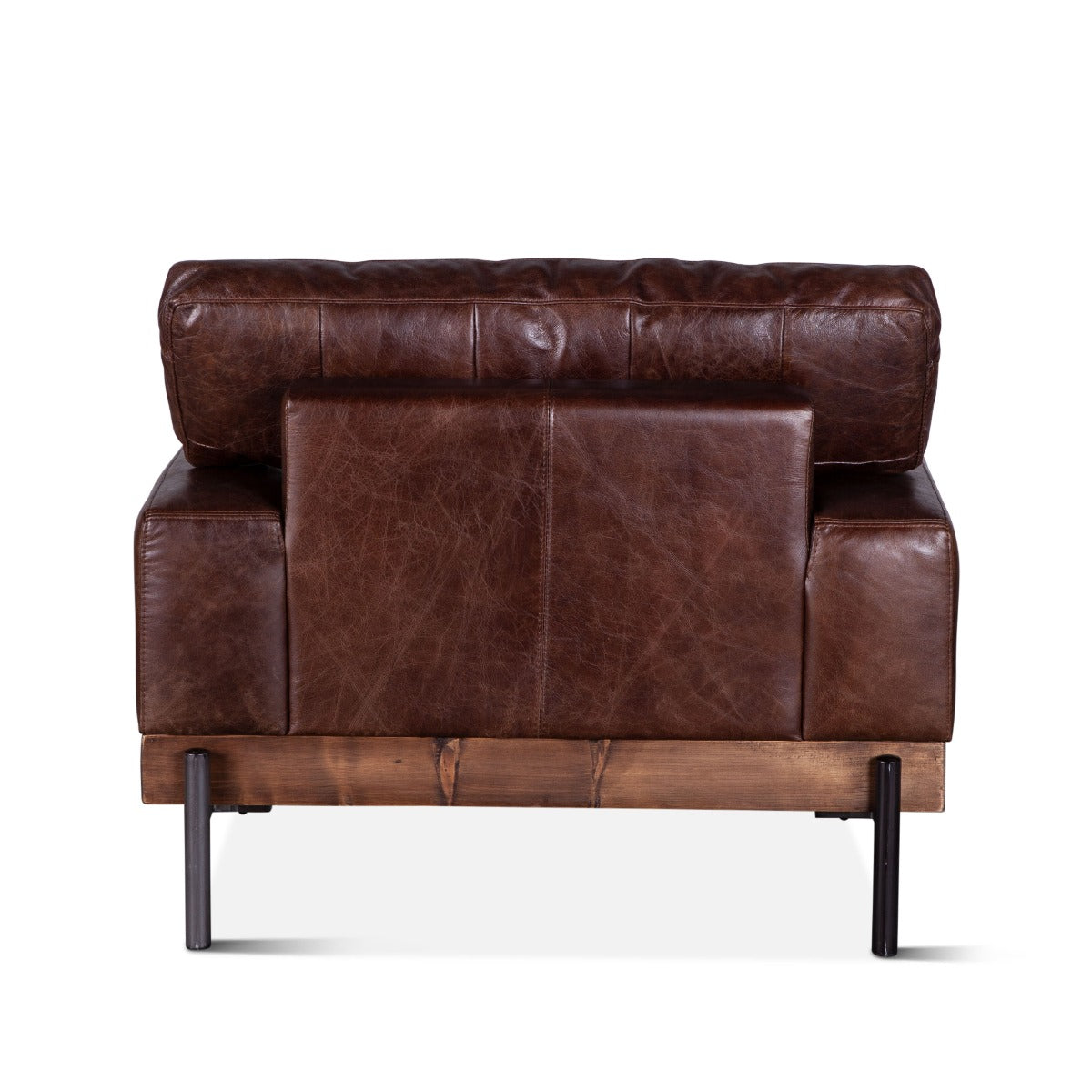 Brown leather industrial accent chair - Your Western Decor