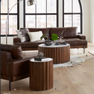 Brown leather industrial  sofa and chair - Your Western Decor