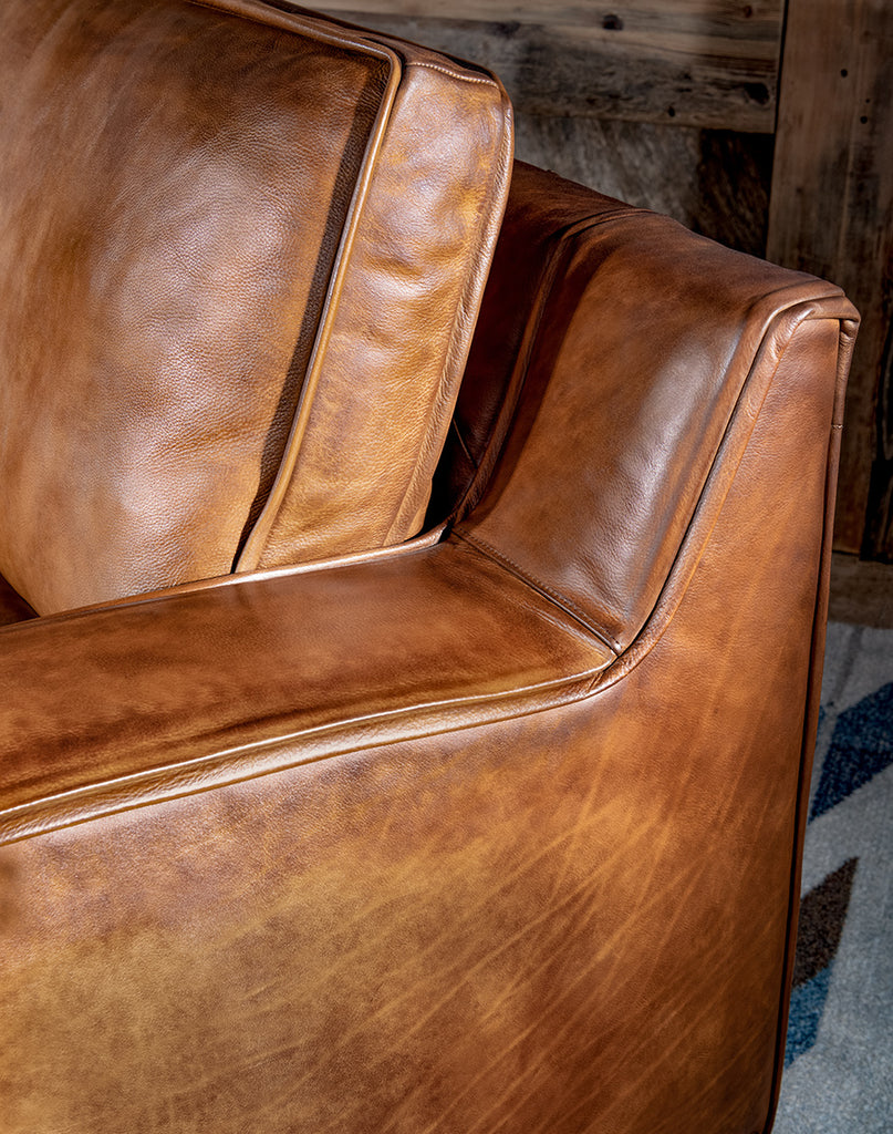 American Made Brown Leather Rugby Chair - Your Western Decor