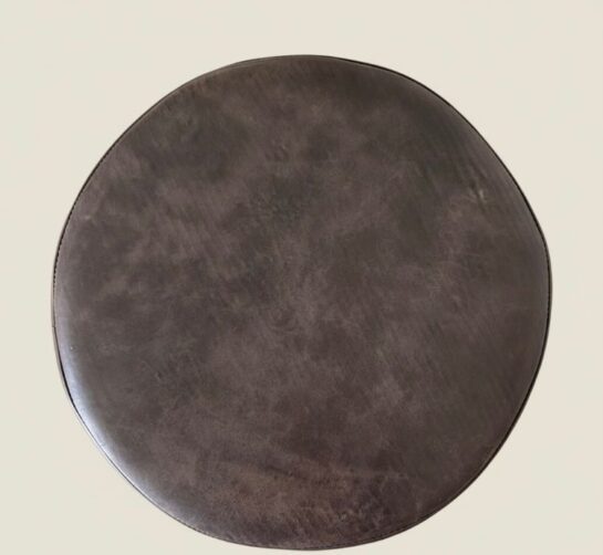 Example of brown leather seat on whiskey barrel stave bar stools